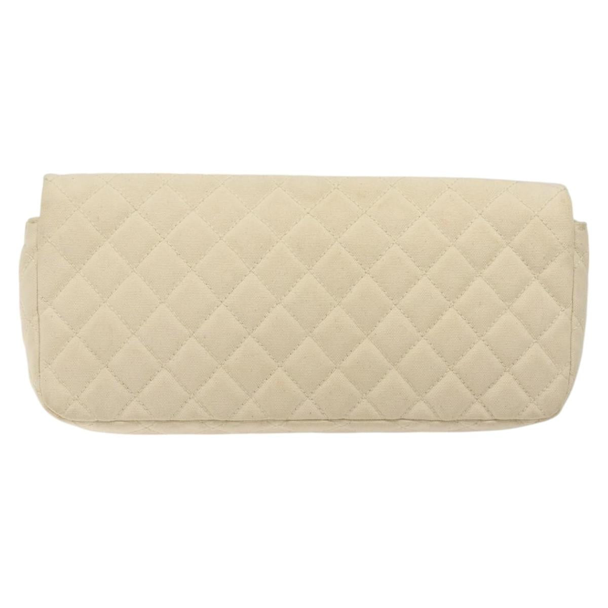 CHANEL Cruise Line Matelasse Clutch Bag Cream Silver CC 118381