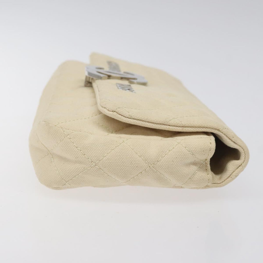 CHANEL Cruise Line Matelasse Clutch Bag Cream Silver CC 118381