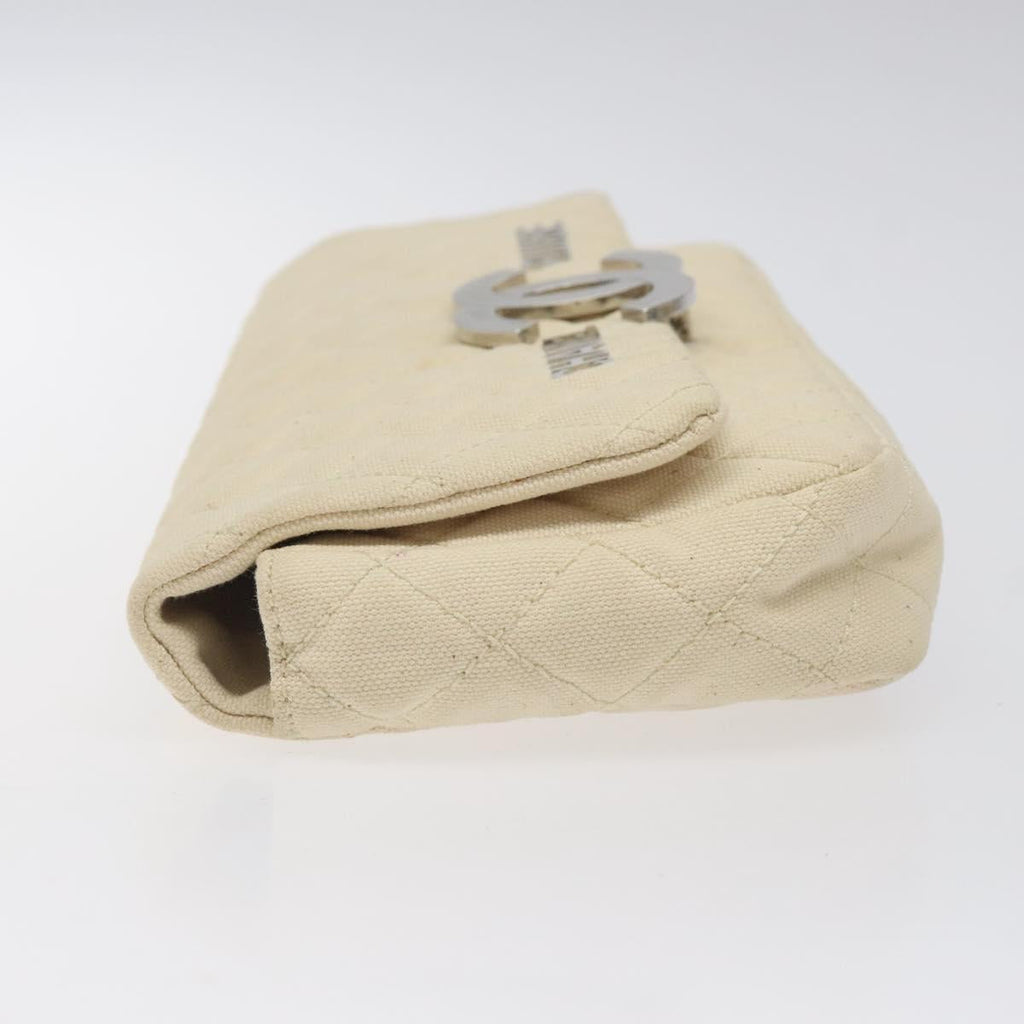 CHANEL Cruise Line Matelasse Clutch Bag Cream Silver CC 118381