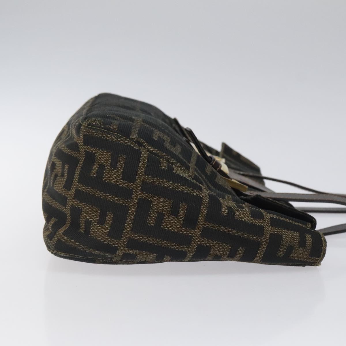 FENDI Zucca Canvas Hand Bag Black Brown 118418