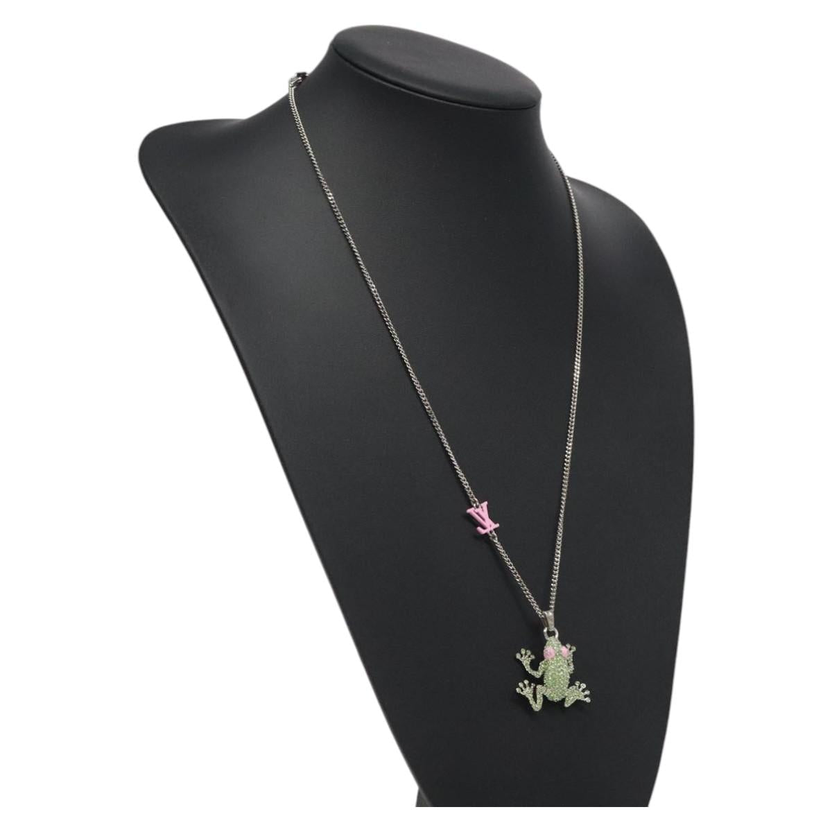 LOUIS VUITTON Collier LV Crazy Animals Frog Necklace Silver MP3390 118462