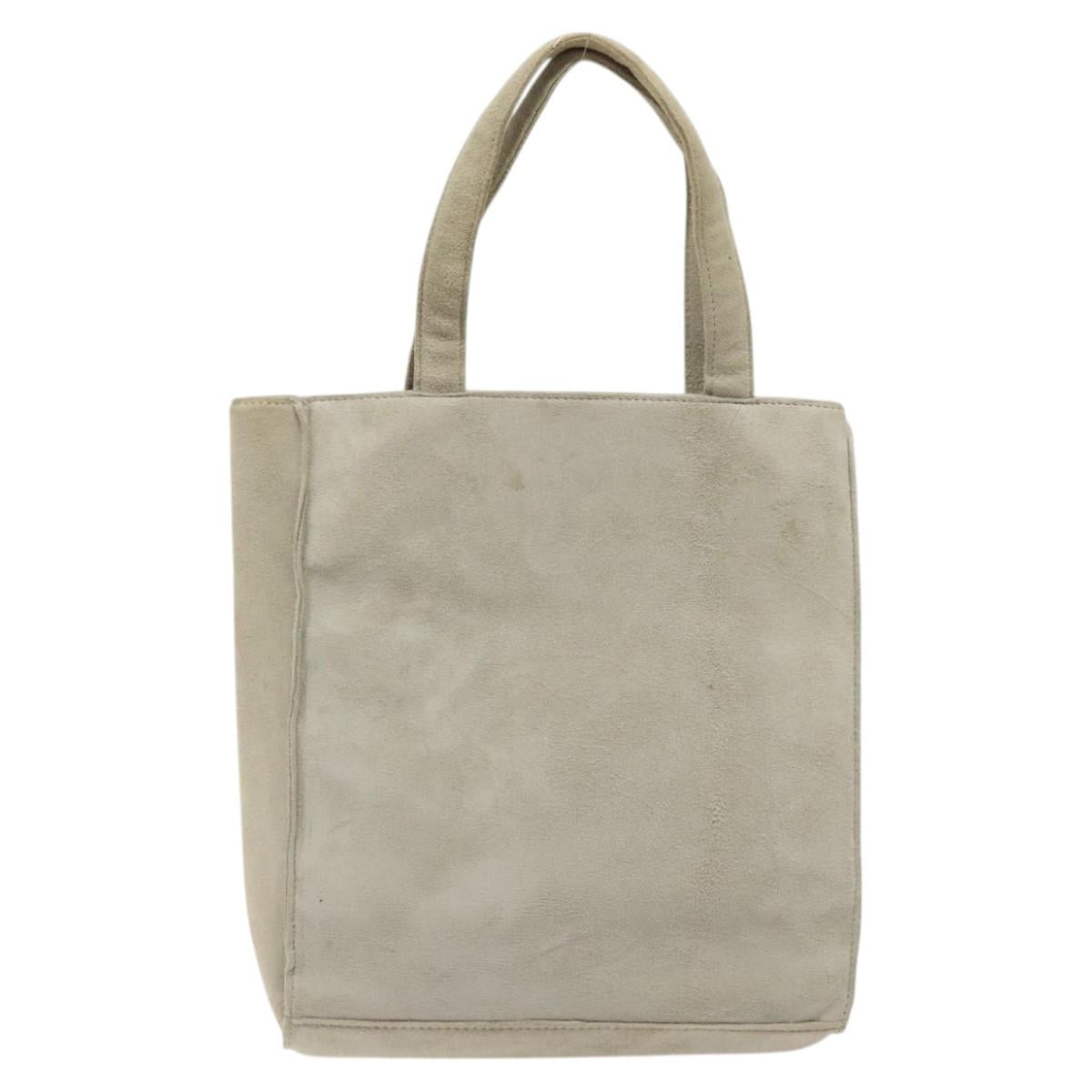 CHANEL Fringe Hand Bag Suede Gray Silver CC 119180