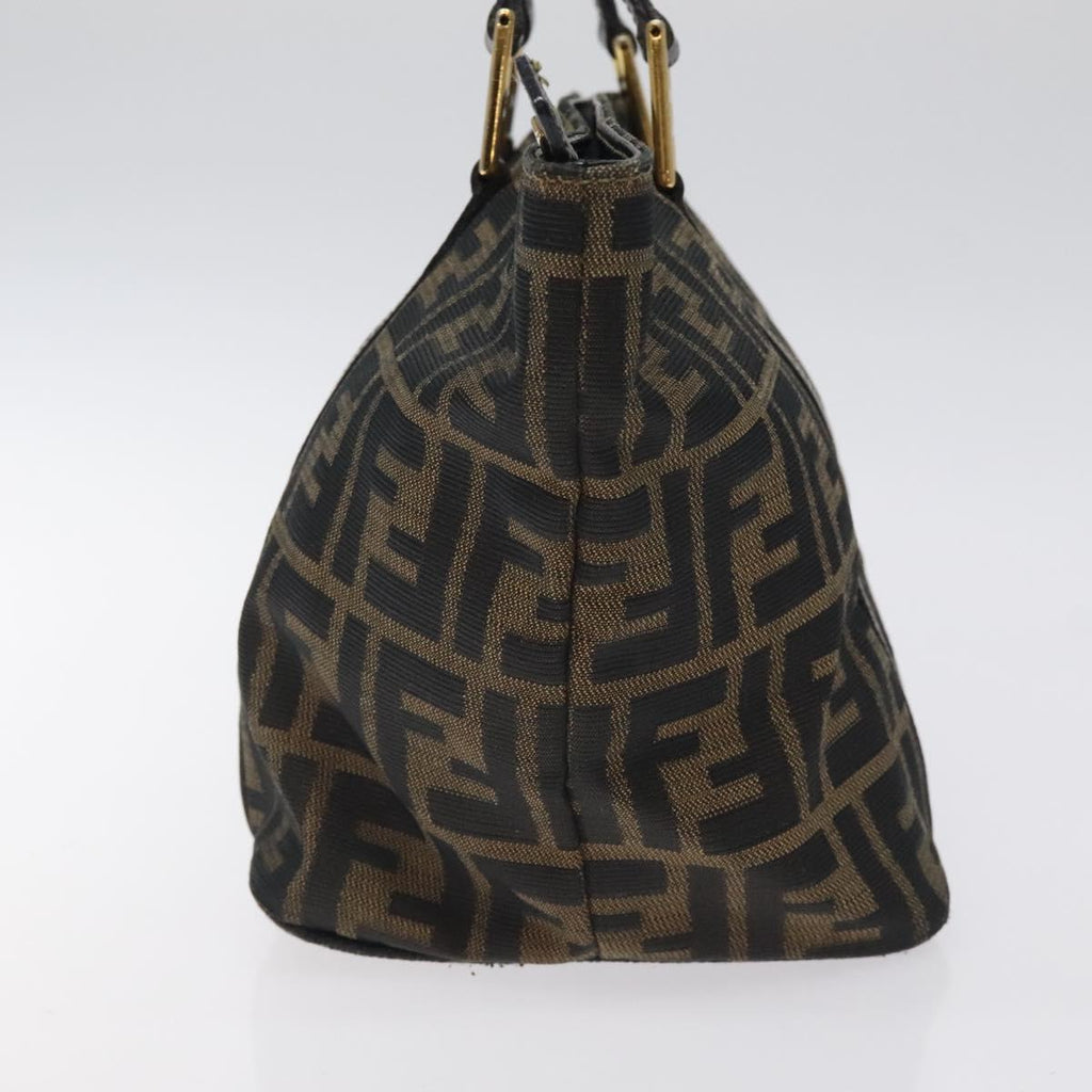 FENDI Zucca Canvas Hand Bag Black Brown gold 119210