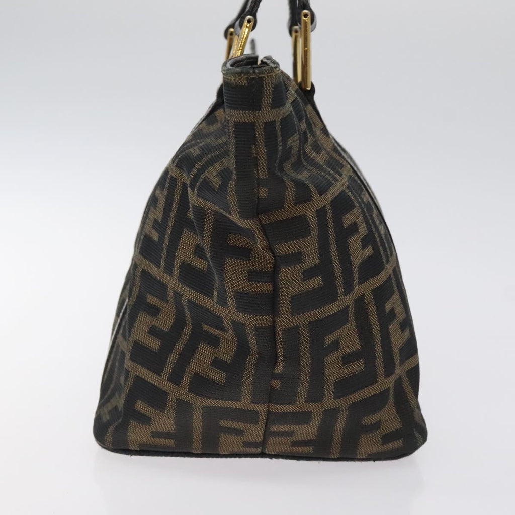 FENDI Zucca Canvas Hand Bag Black Brown gold 119210