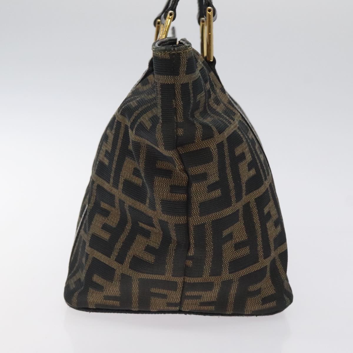 FENDI Zucca Canvas Hand Bag Black Brown gold 119210