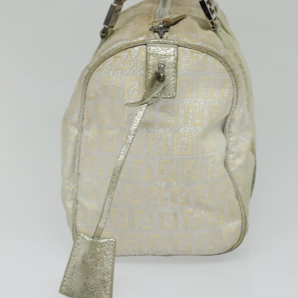 FENDI Zucchino Canvas Hand Bag Silver 119320