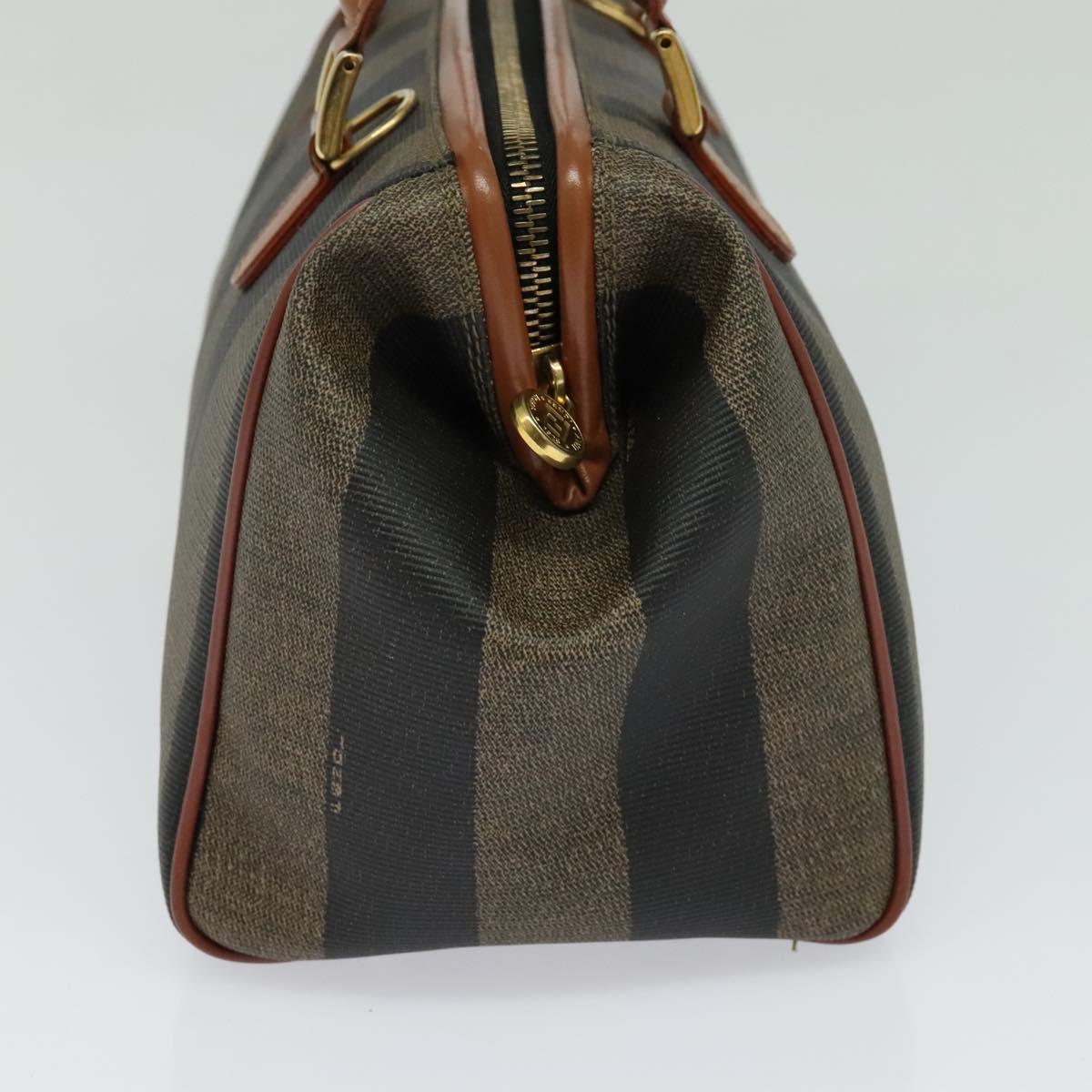 FENDI Pecan Canvas Hand Bag Brown Gold 119578