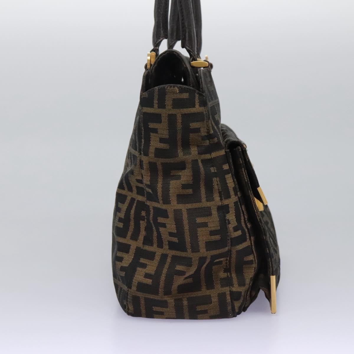 FENDI Zucca Canvas Hand Bag 2way Black Brown 120380