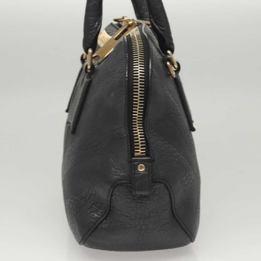 BURBERRY Hand Bag Leather Black Gold 121067