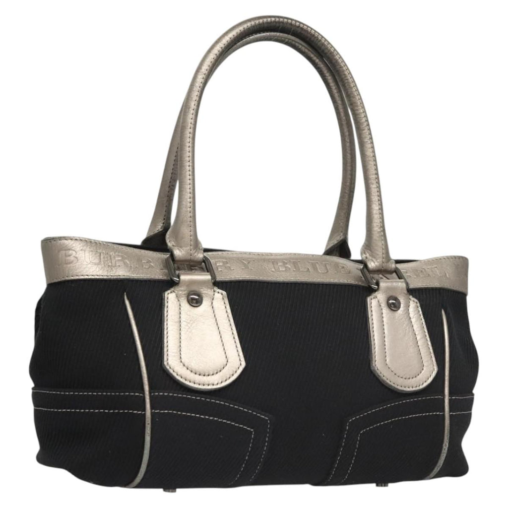 BURBERRY Blue Label Hand Bag Canvas Black Silver 121101