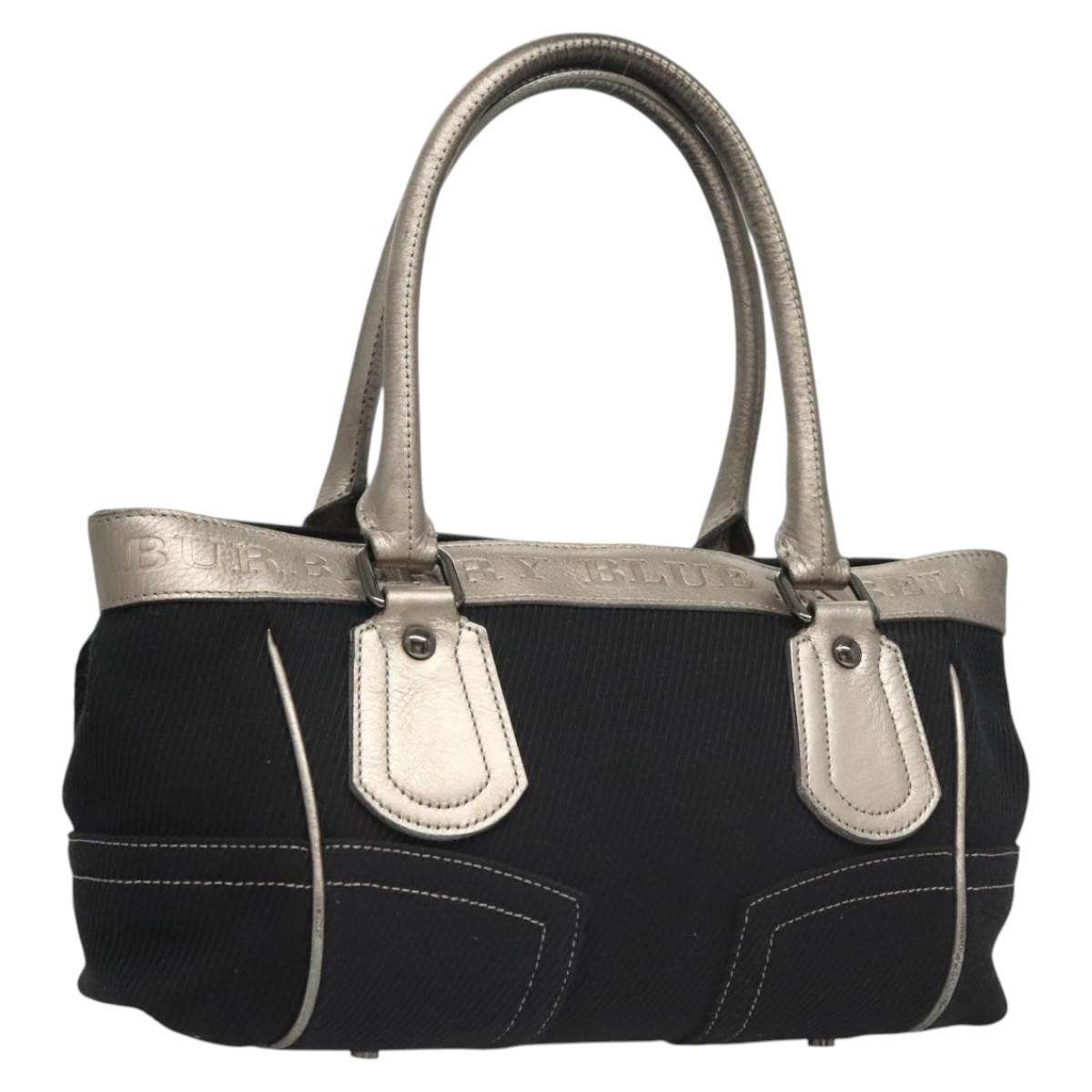 BURBERRY Blue Label Hand Bag Canvas Black Silver 121101