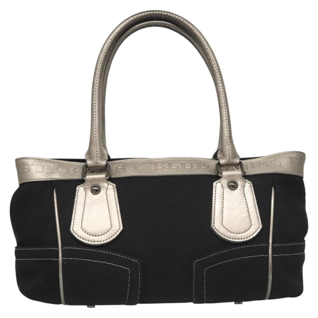 BURBERRY Blue Label Hand Bag Canvas Black Silver 121101