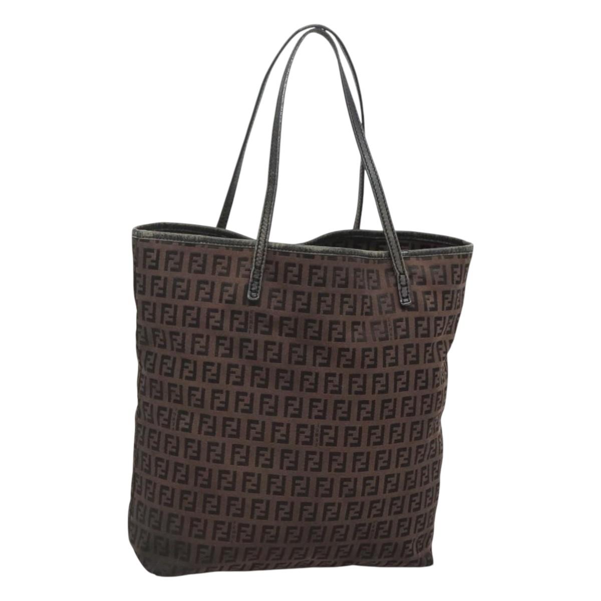 FENDI Zucchino Canvas Tote Bag Brown 121457