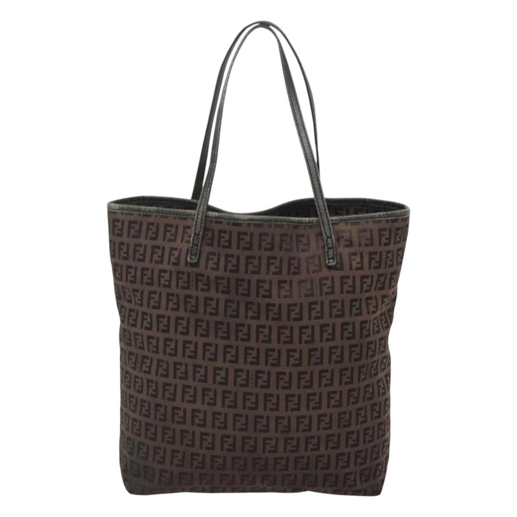 FENDI Zucchino Canvas Tote Bag Brown 121457