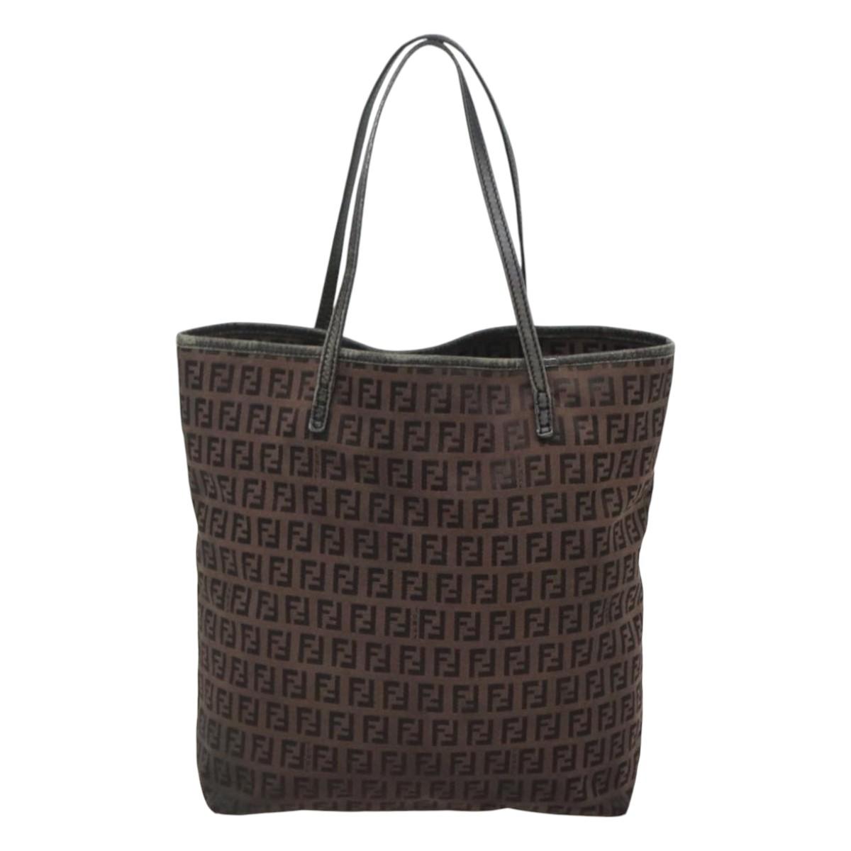 FENDI Zucchino Canvas Tote Bag Brown 121457