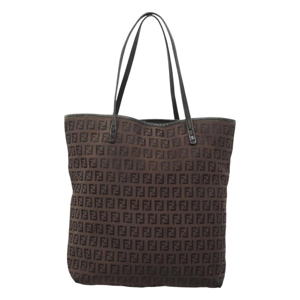 FENDI Zucchino Canvas Tote Bag Brown 121457