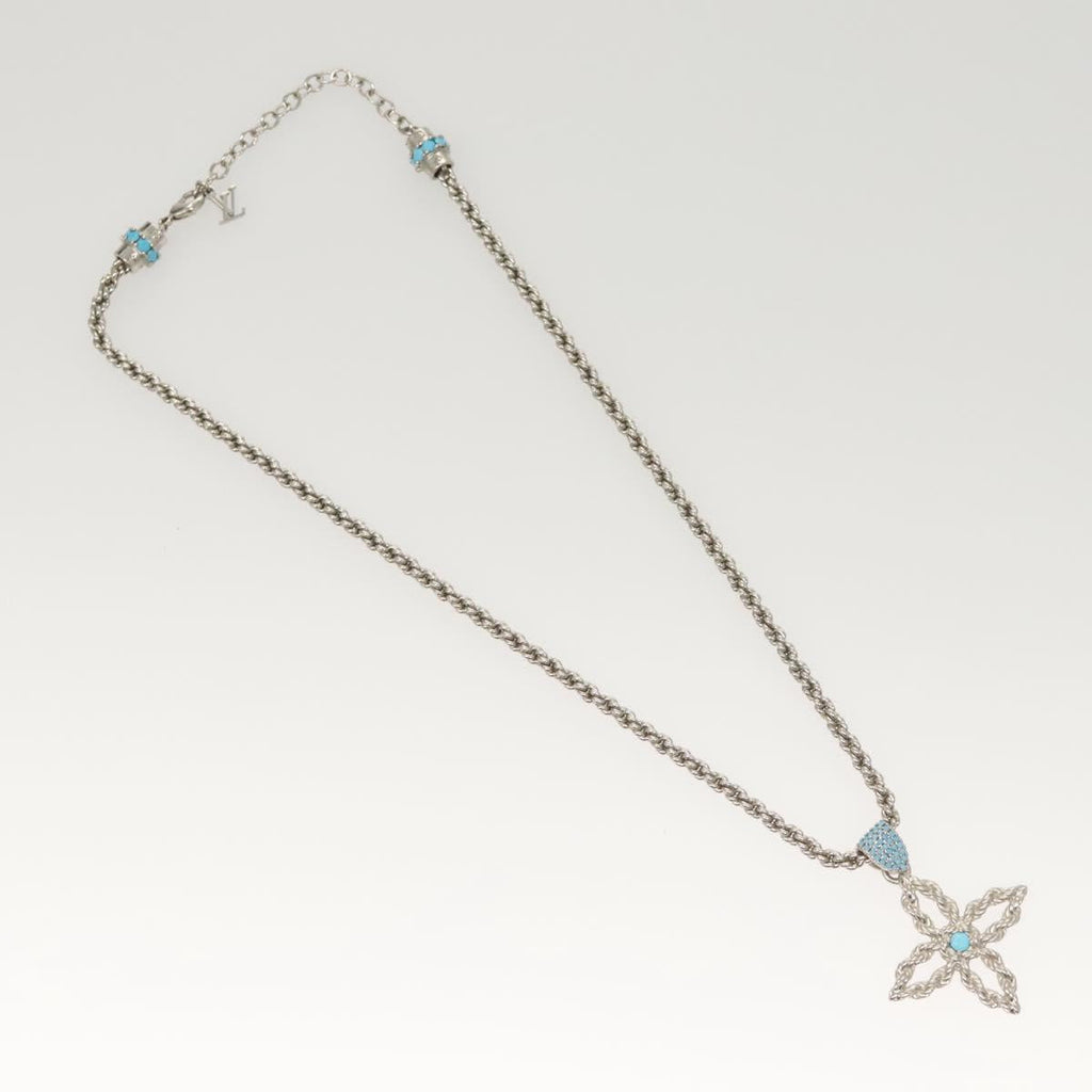 LOUIS VUITTON LV Flower Rope Pendant Necklace Silver tone M02062 LV 121761
