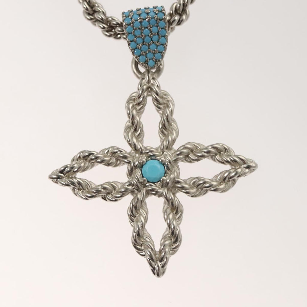 LOUIS VUITTON LV Flower Rope Pendant Necklace Silver tone M02062 LV 121761