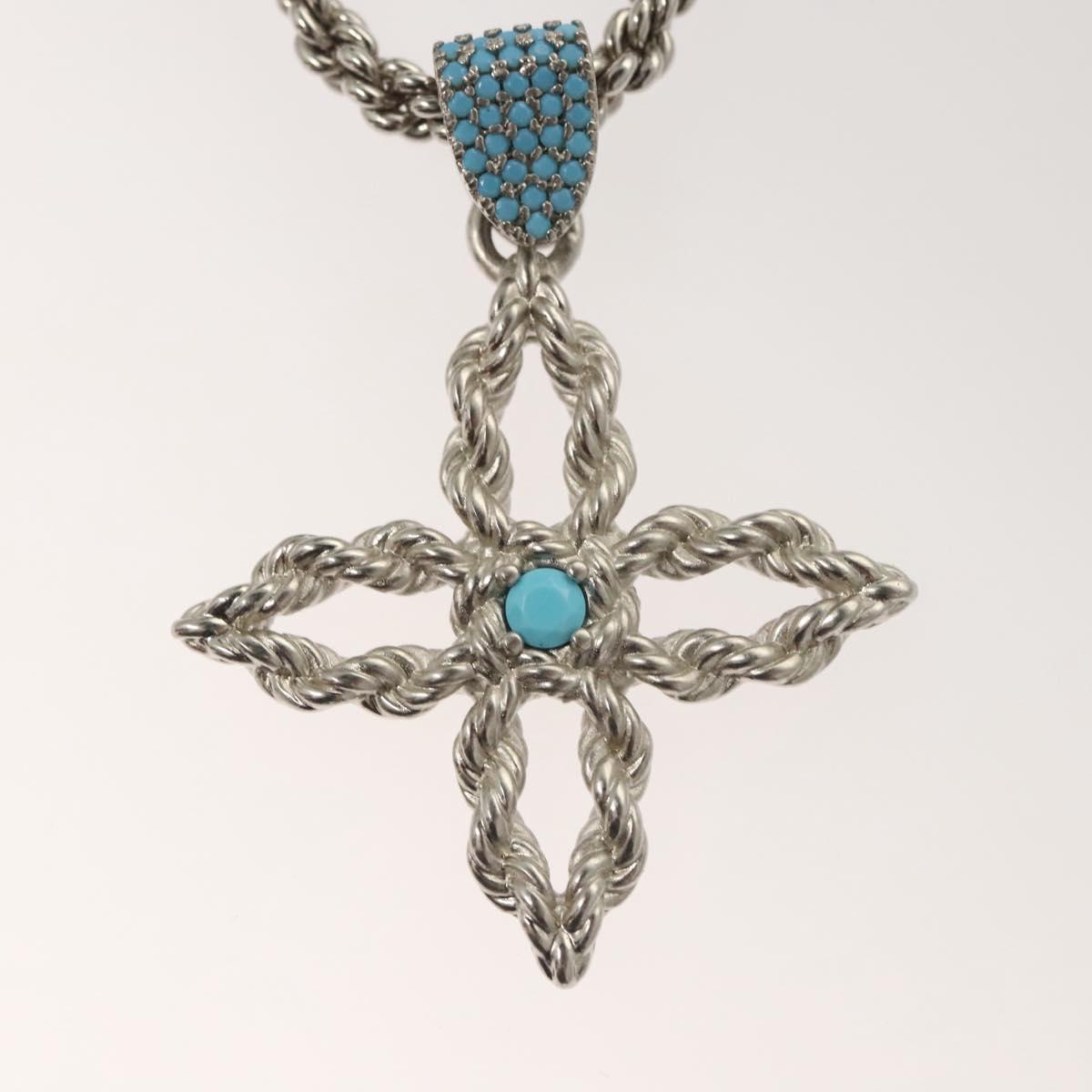 LOUIS VUITTON LV Flower Rope Pendant Necklace Silver tone M02062 LV 121761