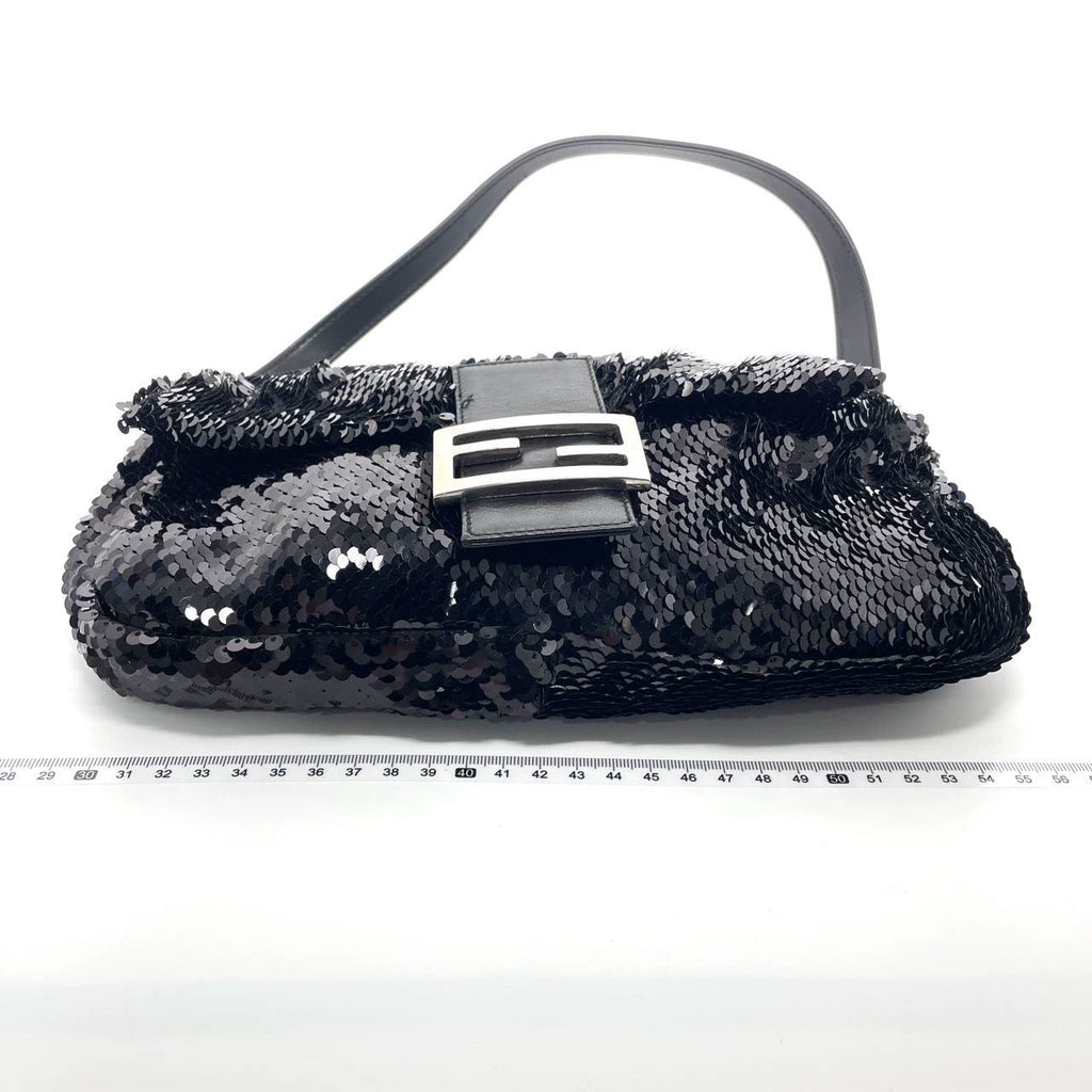 Fendi Baguette Vintage Black Sequins and Leather