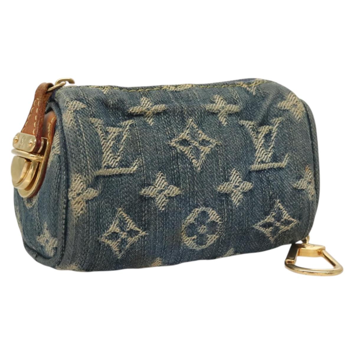 LOUIS VUITTON Monogram Denim Trousse Speedy PM Pouch Blue M95082 LV 123303