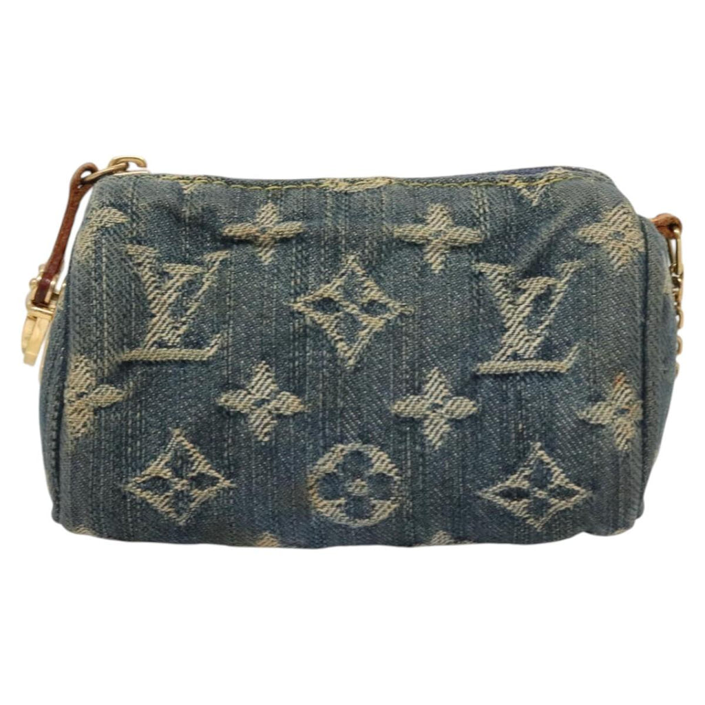 LOUIS VUITTON Monogram Denim Trousse Speedy PM Pouch Blue M95082 LV 123303