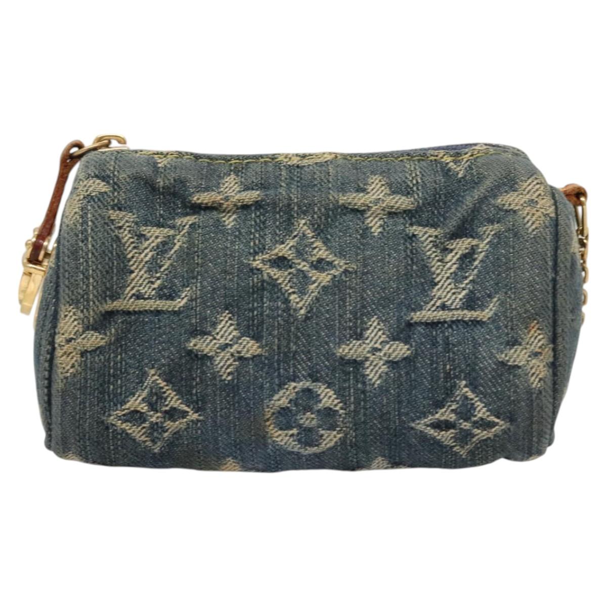 LOUIS VUITTON Monogram Denim Trousse Speedy PM Pouch Blue M95082 LV 123303
