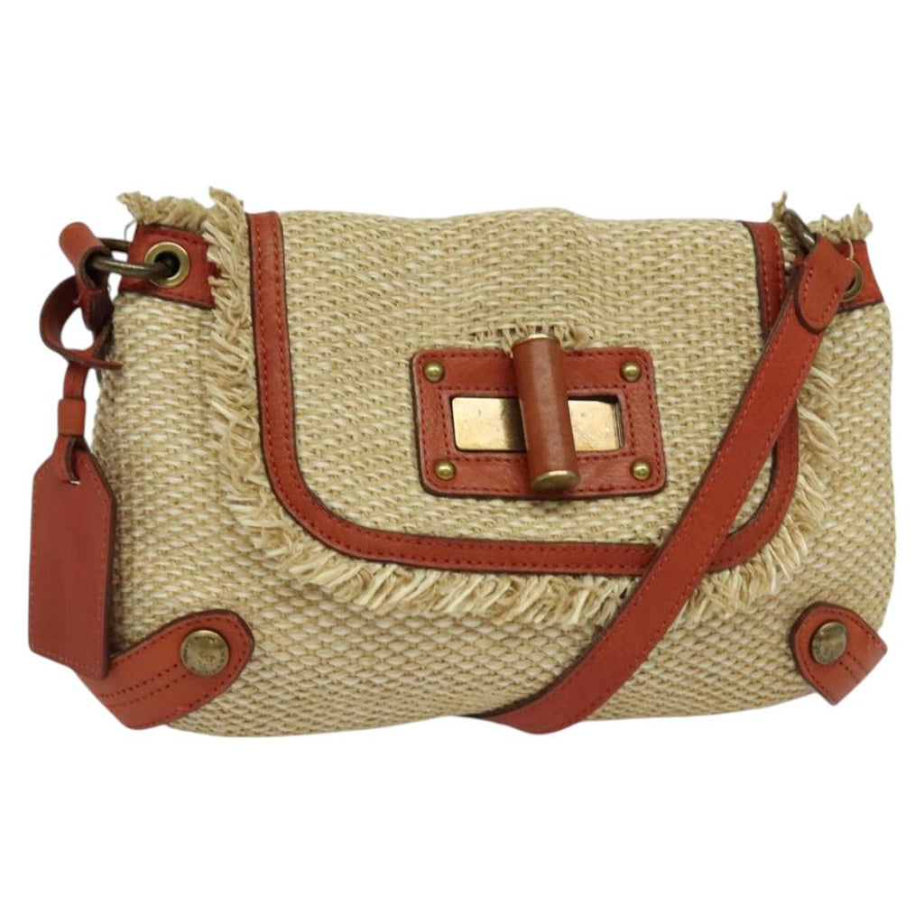 BURBERRY Blue Label Shoulder Bag Straw Beige 123677