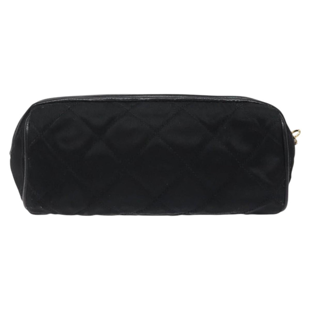 CHANEL Matelasse Fringe Pouch Satin Black Gold CC 123782
