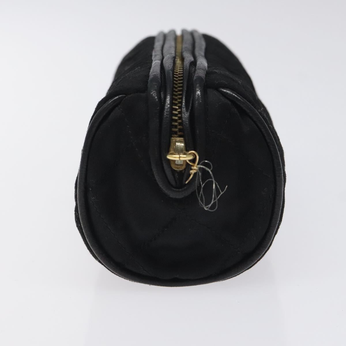 CHANEL Matelasse Fringe Pouch Satin Black Gold CC 123782