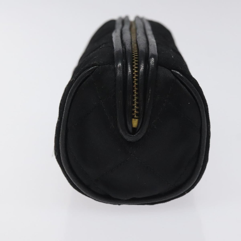 CHANEL Matelasse Fringe Pouch Satin Black Gold CC 123782