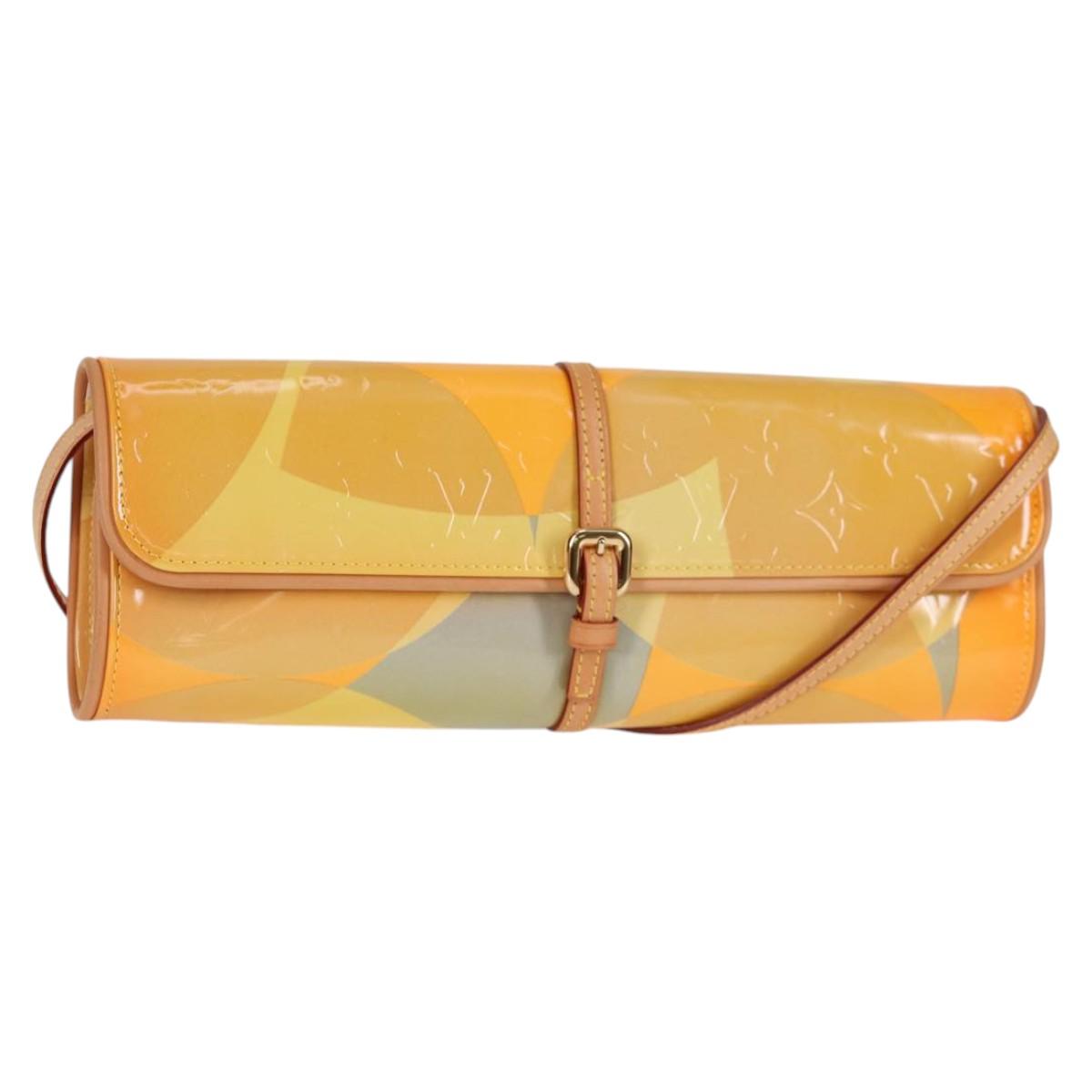 LOUIS VUITTON Monogram Vernis Pochette Fleur Bag Yellow M91118 LV 125311V