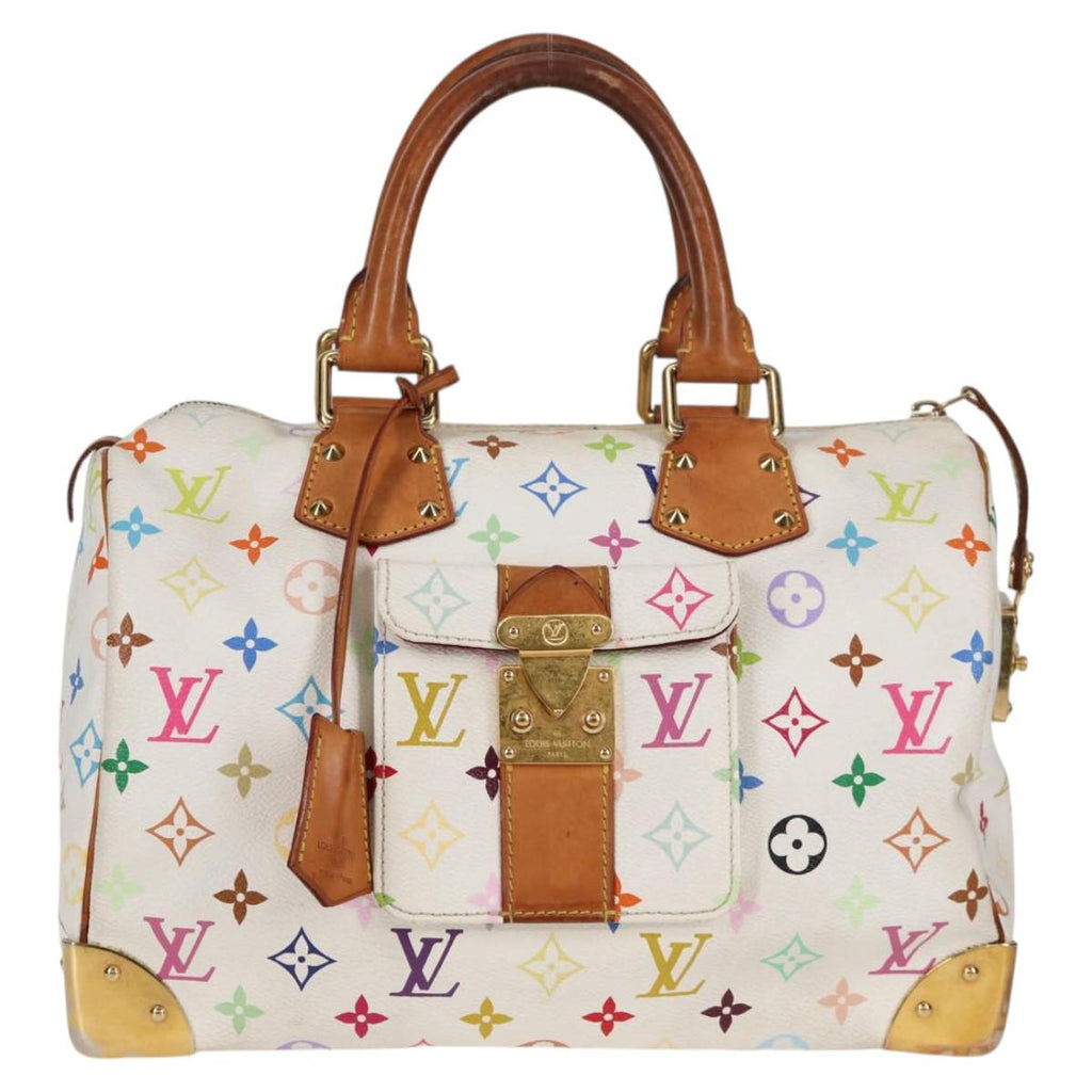 LOUIS VUITTON Monogram Multicolor Speedy 30 Hand Bag White M92643 125341V