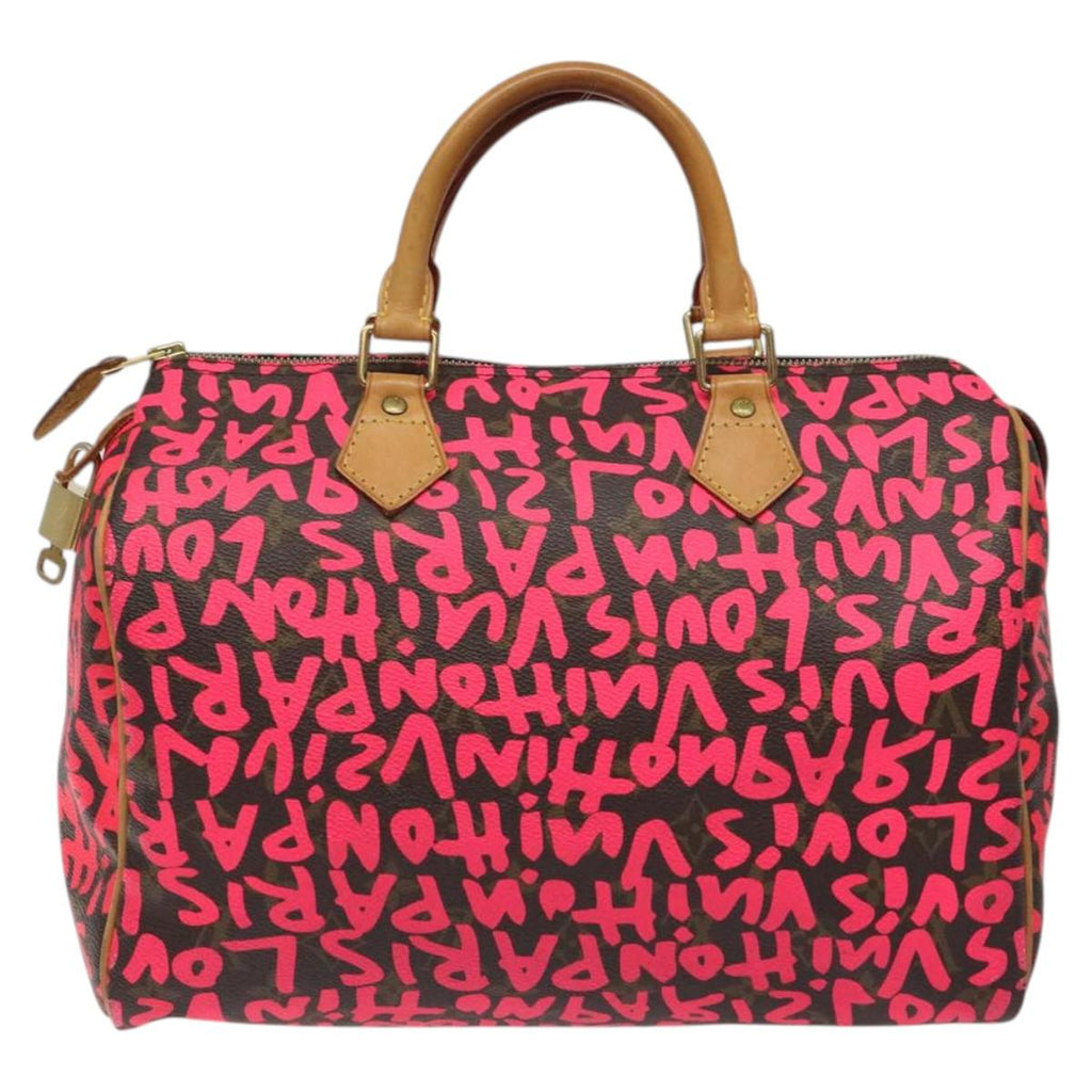 LOUIS VUITTON Monogram Graffiti Speedy 30 Hand Bag Pink M93704 LV 125488V
