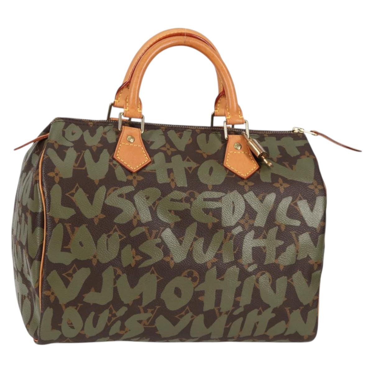 LOUIS VUITTON Monogram Graffiti Speedy 30 Bag Green Khaki M92194 125656AV