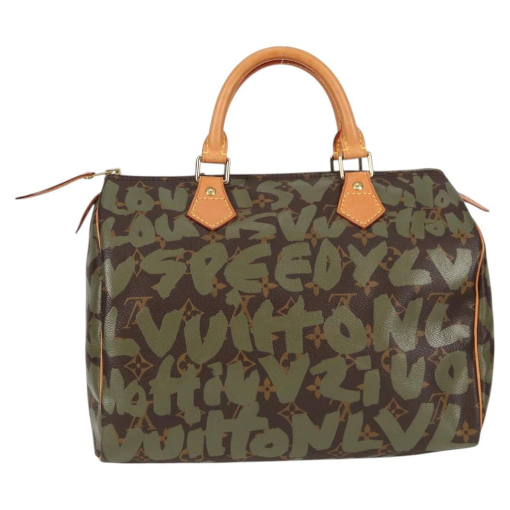 LOUIS VUITTON Monogram Graffiti Speedy 30 Bag Green Khaki M92194 125656AV
