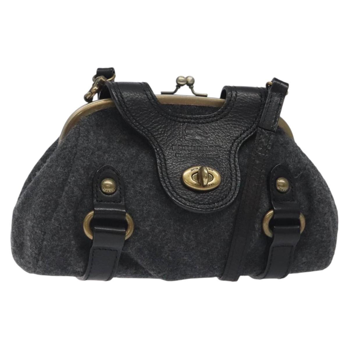 BURBERRY Blue Label Shoulder Bag Wool Gray 126115