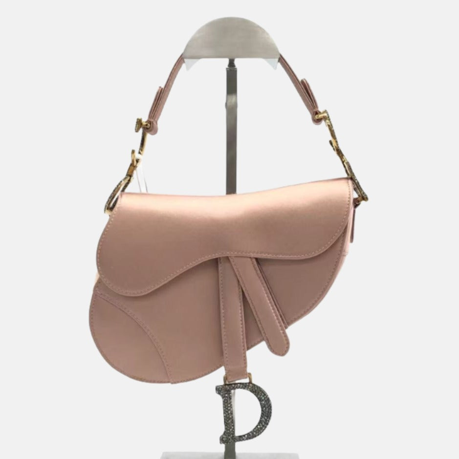 Dior Saddle Mini 2019 Silk Pink with Crystal Buckle Handbag