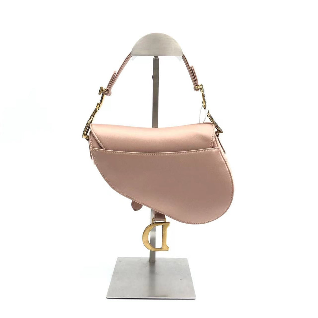 Dior Saddle Mini 2019 Silk Pink with Crystal Buckle Handbag
