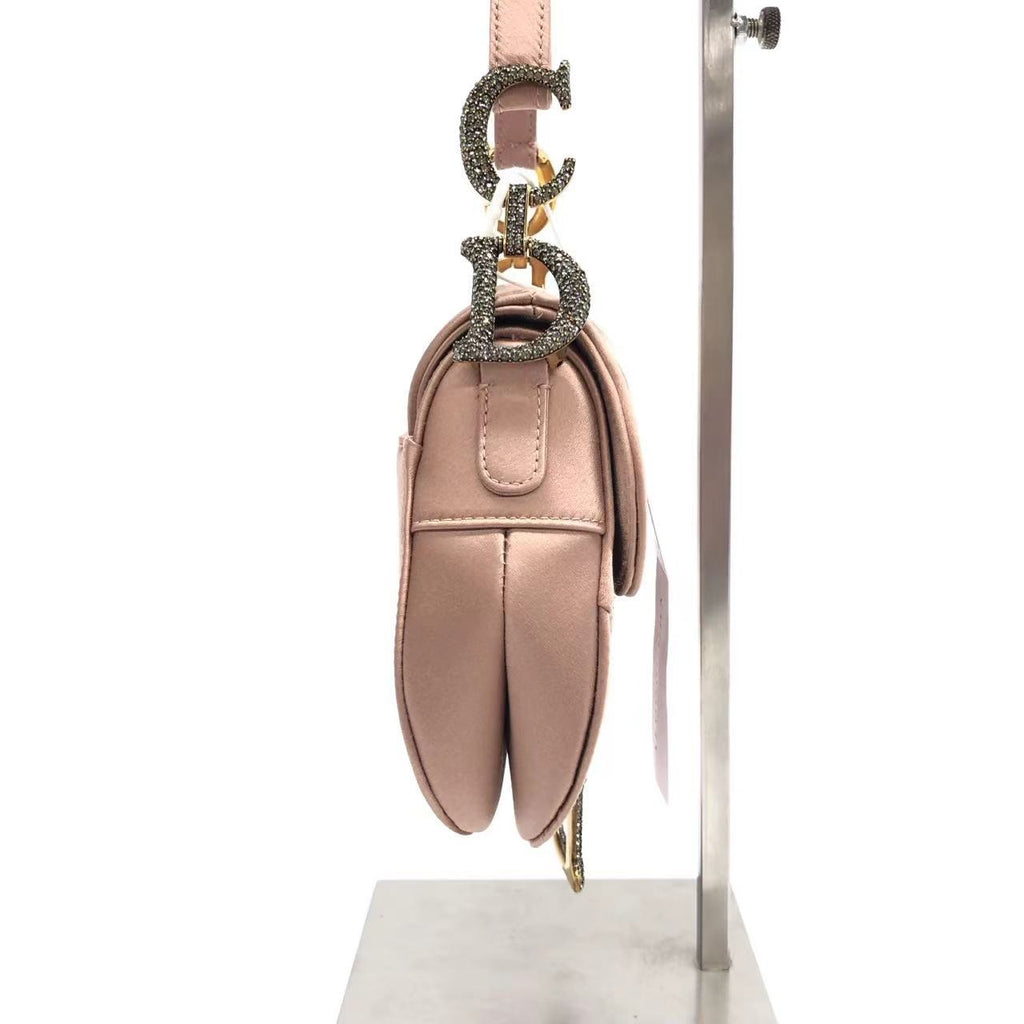 Dior Saddle Mini 2019 Silk Pink with Crystal Buckle Handbag