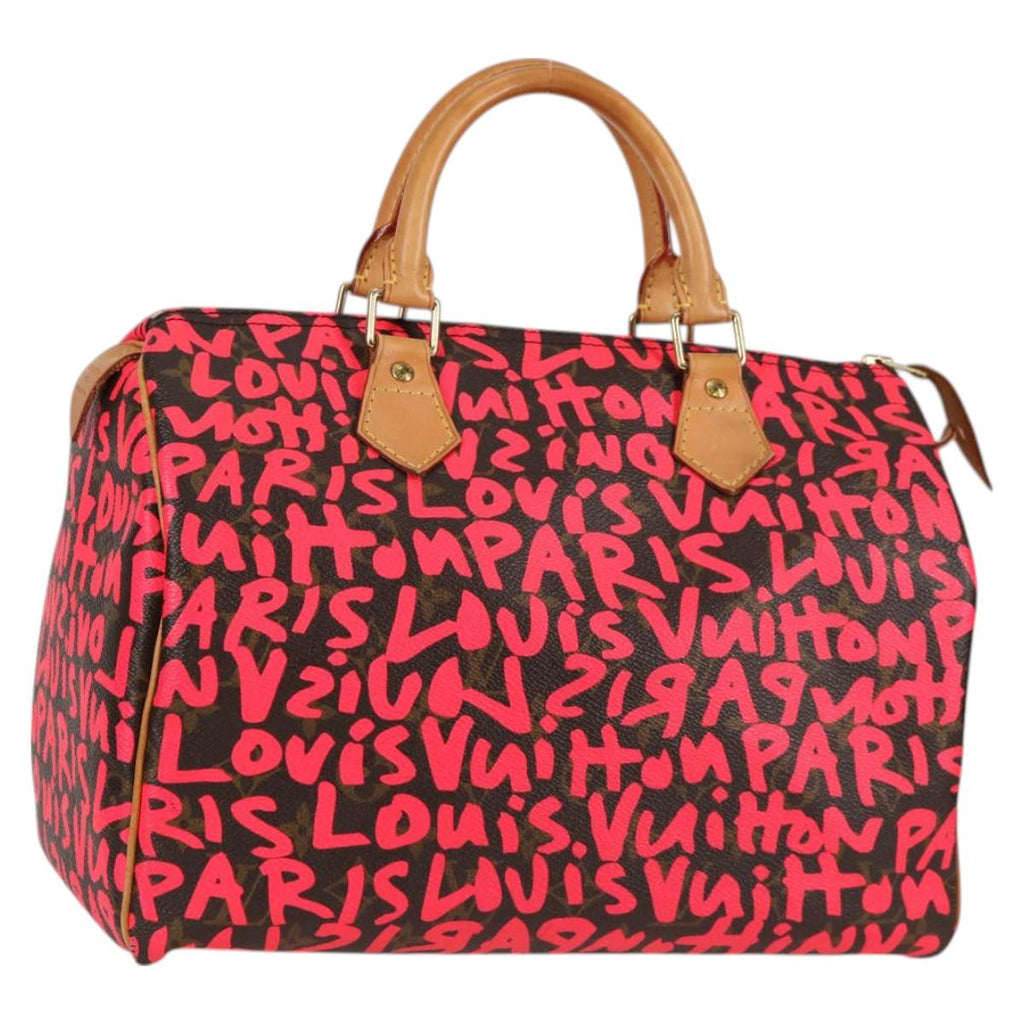 LOUIS VUITTON Monogram Graffiti Speedy 30 Hand Bag Pink M93704 LV 128854V