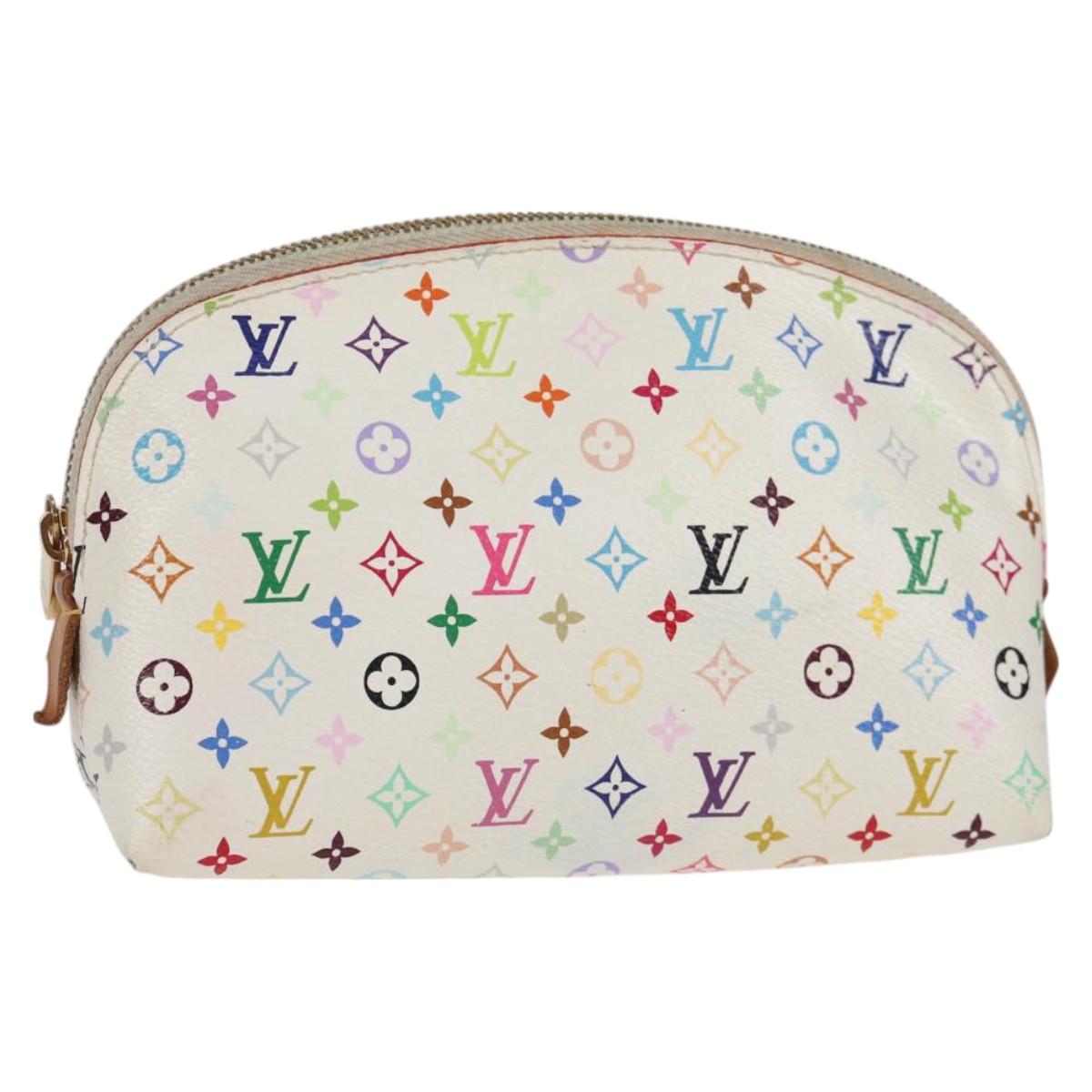LOUIS VUITTON Multicolor Pochette Cosmetic PM Pouch White M47354 LV 128864V
