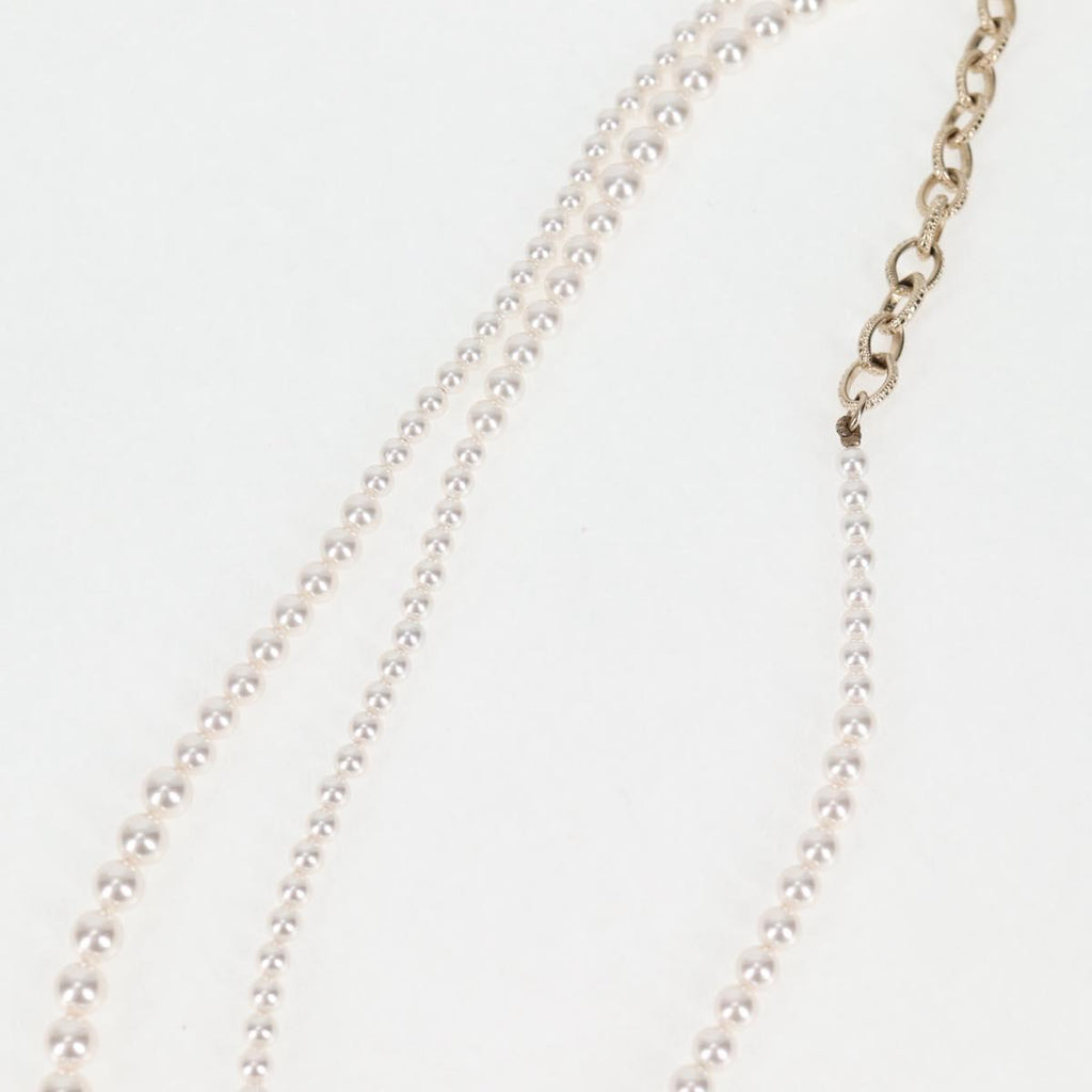 CHANEL Pearl Necklace Metal White Gold Tone CC 128889M