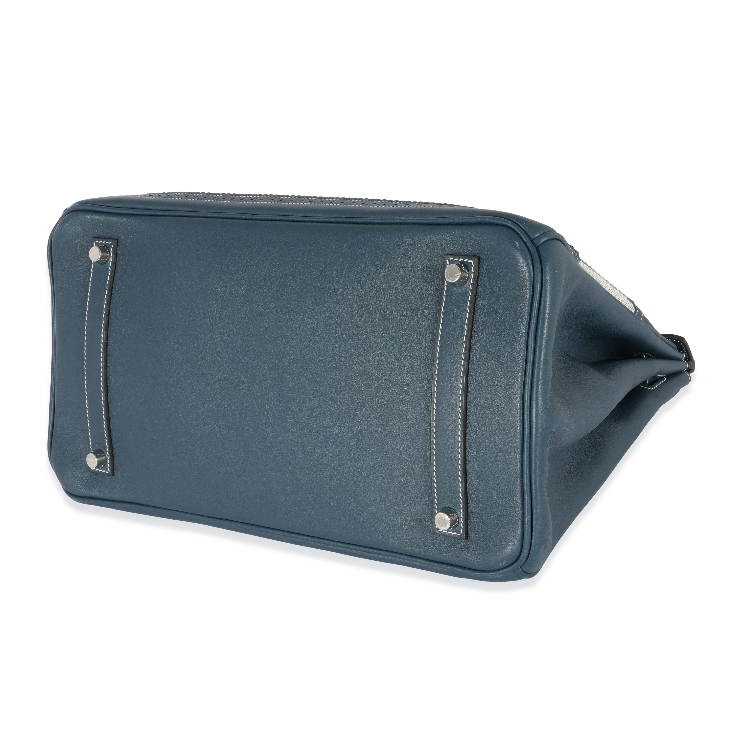 Hermes Blue De Prusse Swift Toile Ghillies Birkin 35