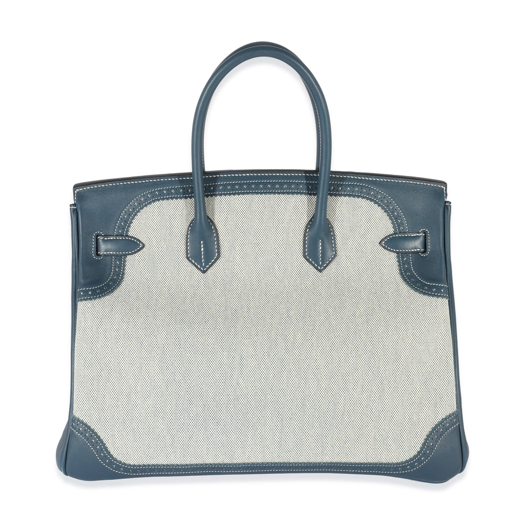 Hermes Blue De Prusse Swift Toile Ghillies Birkin 35