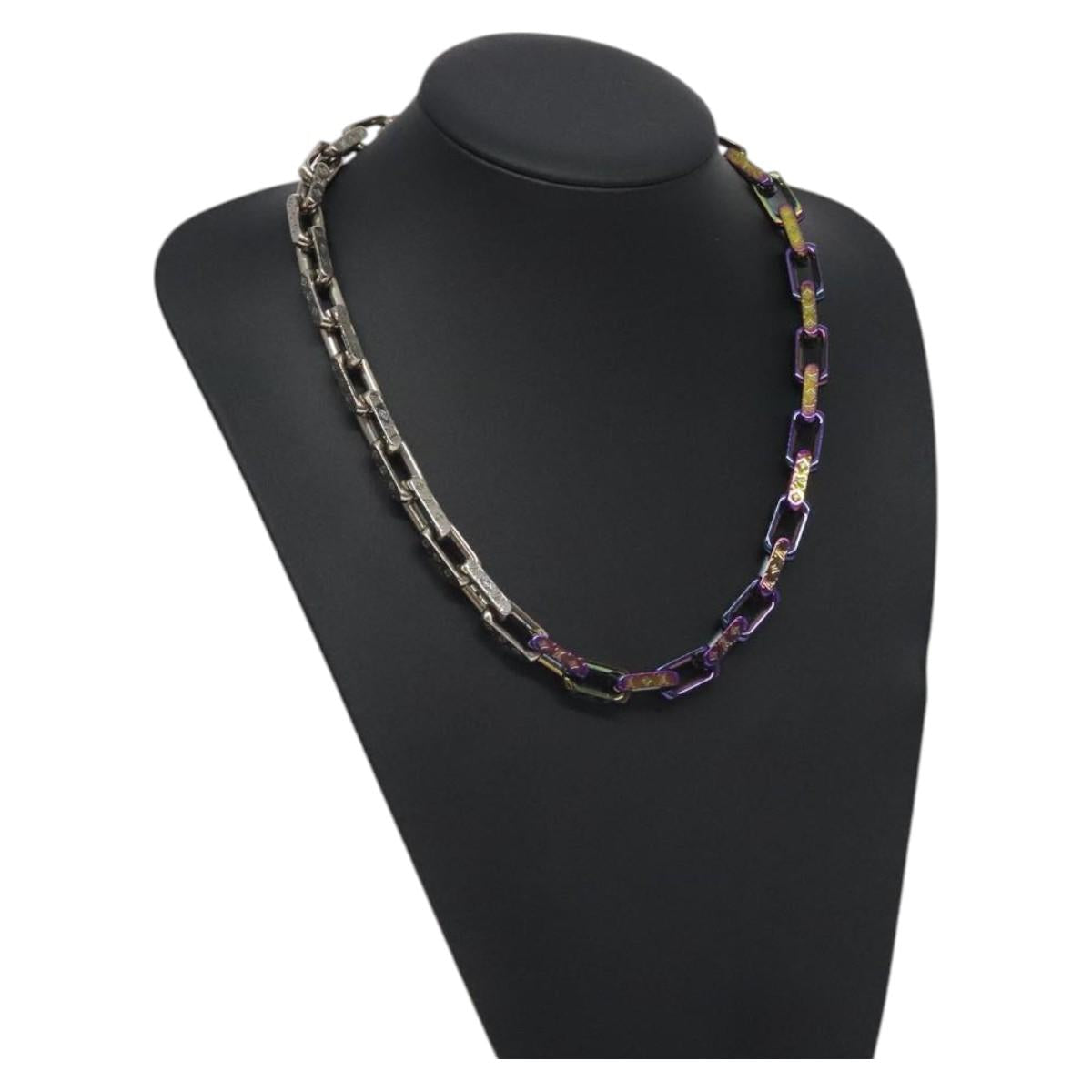 LOUIS VUITTON Monogram Collier Chain Necklace metal Rainbow M69449 130074