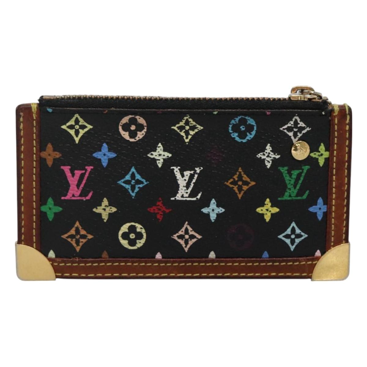 LOUIS VUITTON Multicolor Pochette Cles Coin Purse Black M13664 LV 130299