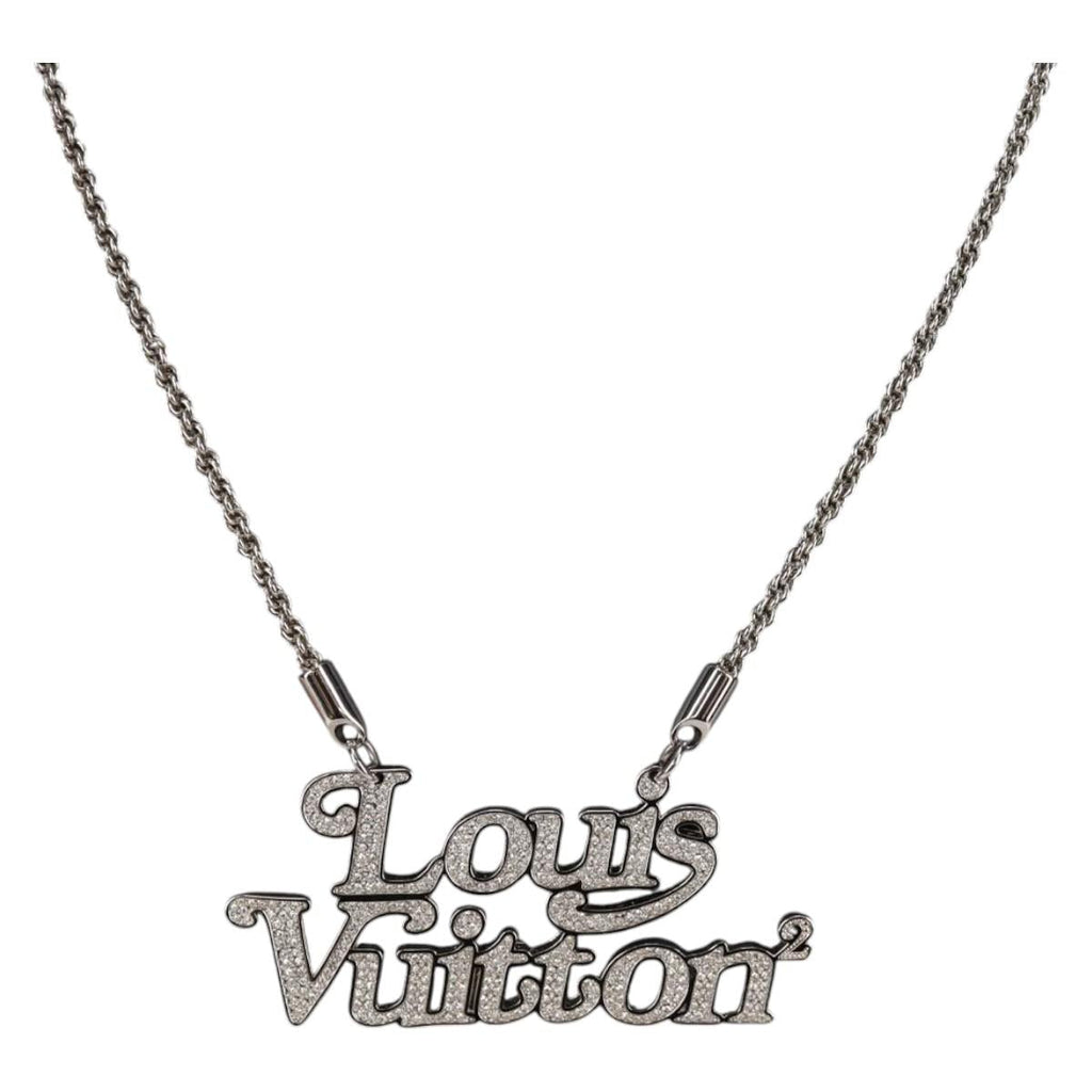 LOUIS VUITTON Colliers Quard LV Strass Necklace metal Silver MP2691 130779A
