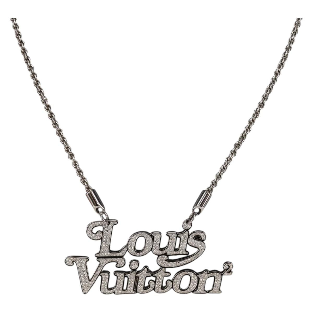 LOUIS VUITTON Colliers Quard LV Strass Necklace metal Silver MP2691 130779A