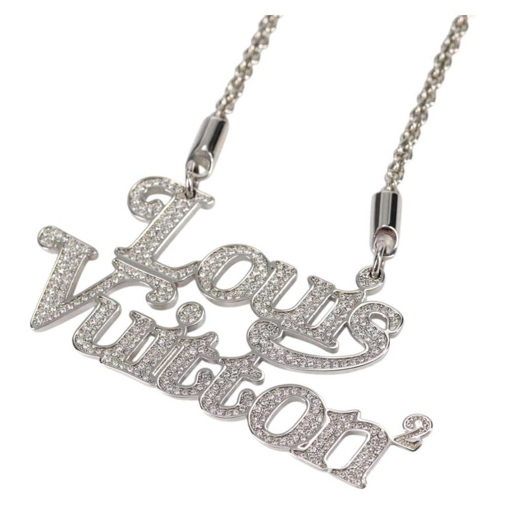 LOUIS VUITTON Colliers Quard LV Strass Necklace metal Silver MP2691 130779A